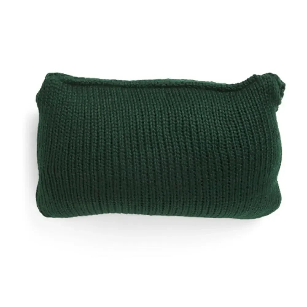 Handknit Cable Knit Pillow 14x24 Holiday Green Home Decor Made in India NEW